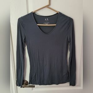 Armani Exchange Charcoal Long Sleeve Blouse